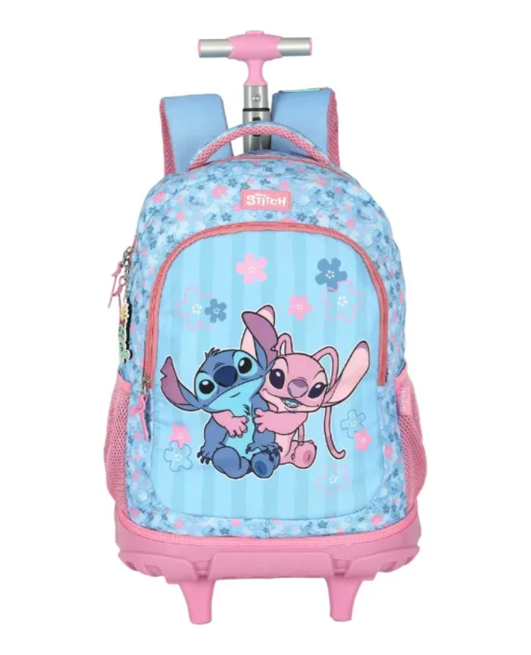 Kit Escolar Lilo & Stitch com Mochila de Rodinhas + Lancheira + Estojo Infantil