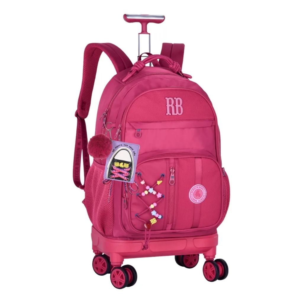 Kit Escolar Rb Rebecca Bonbon 2026 com Mochila de Rodinhas + Lancheira Térmica + Estojo Infantil
