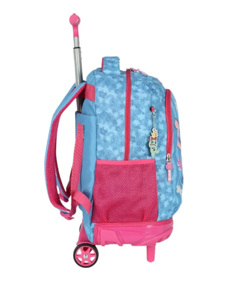 Kit Escolar Lilo & Stitch com Mochila de Rodinhas + Lancheira + Estojo Infantil