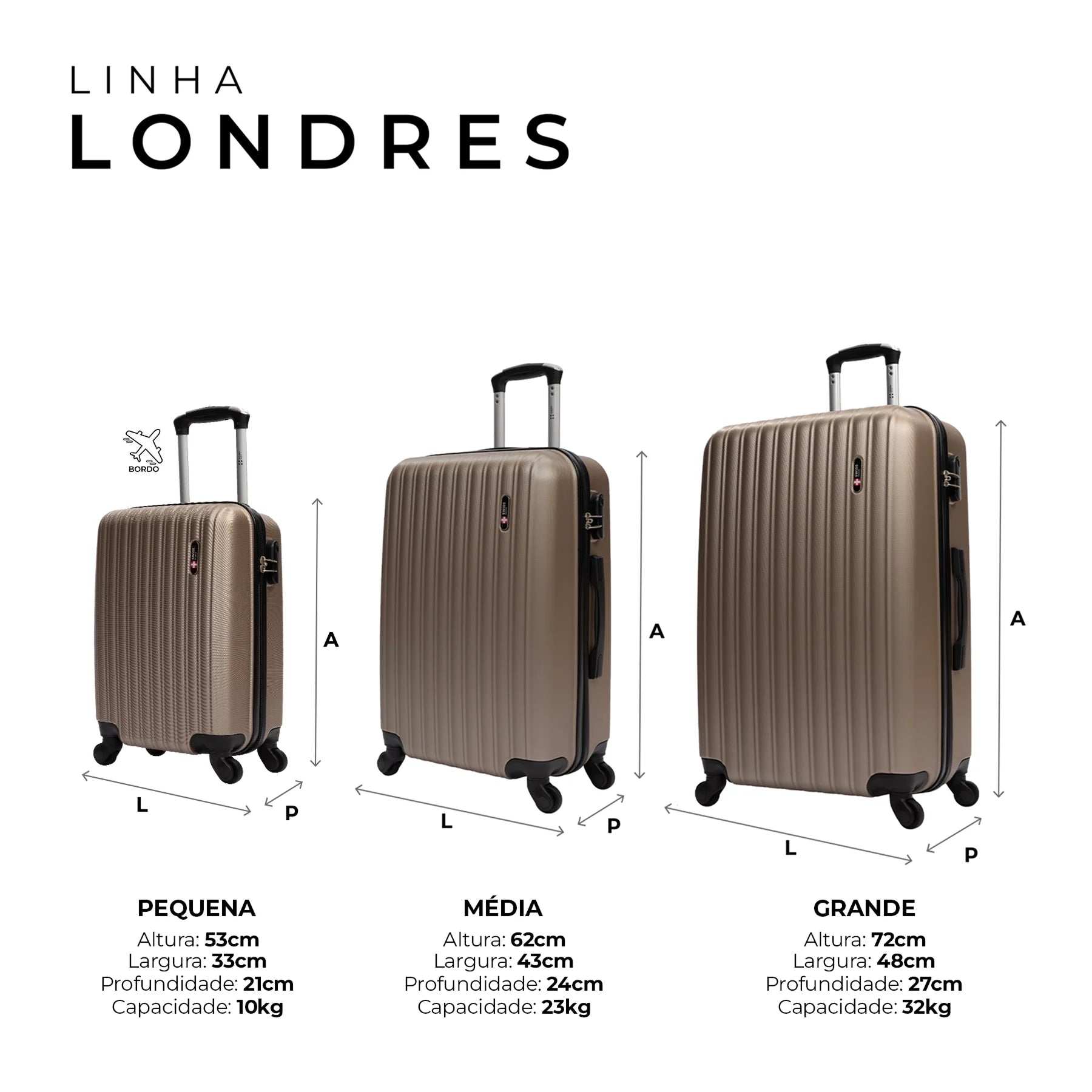 Conjunto de Malas P M G para Viagem Londres