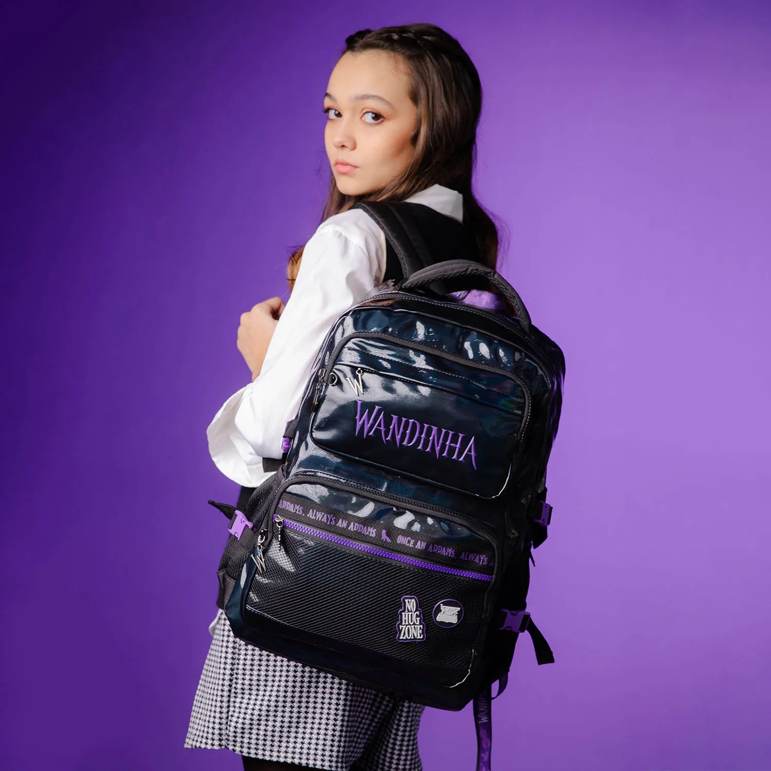 Kit Escolar Wandinha com Mochila + Lancheira Térmica + Estojo Infantil