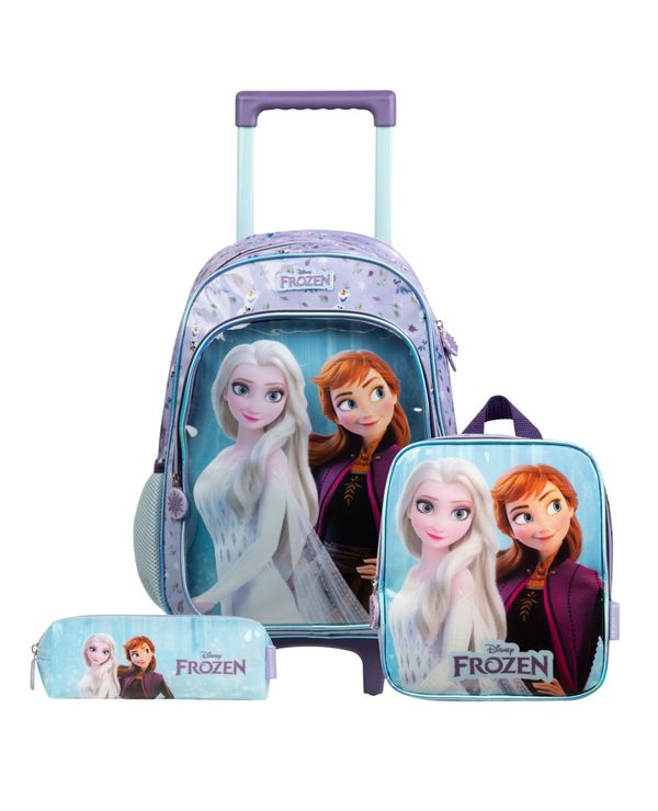 Kit Escolar Mochila de Rodinha + Lancheira Térmica + Estojo Infantil Frozen