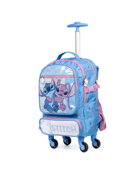 Kit Escolar Lilo & Stitch com Mochila de Rodinhas + Lancheira + Estojo Infantil