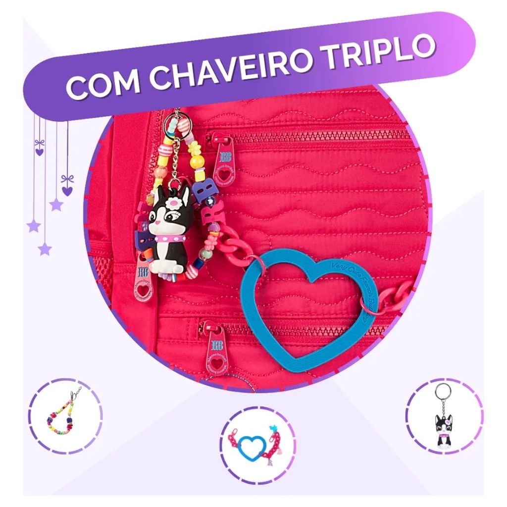 Kit Escolar Rb Rebecca Bonbon 2026 com Mochila de Rodinhas + Lancheira Térmica + Estojo Infantil