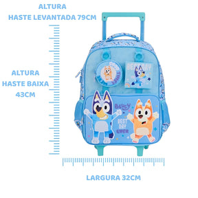 Kit Escolar Bluey Xeryus com Mochila, Lancheira Térmica e Estojo