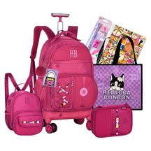Kit Escolar Rb Rebecca Bonbon 2026 com Mochila de Rodinhas + Lancheira Térmica + Estojo Infantil