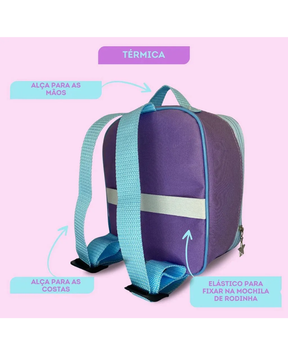 Kit Escolar Lilo & Stitch com Mochila de Rodinhas + Lancheira + Estojo Infantil