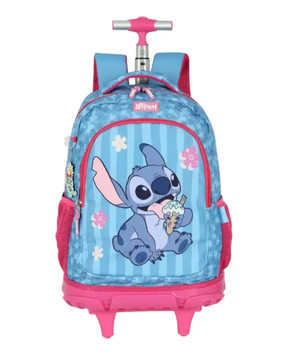 Kit Escolar Lilo & Stitch com Mochila de Rodinhas + Lancheira + Estojo Infantil