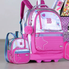Kit Escolar Rb Rebecca Bonbon 2026 com Mochila de Rodinhas + Lancheira Térmica + Estojo Infantil
