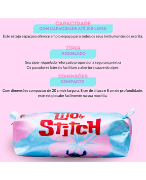 Kit Escolar Lilo & Stitch com Mochila de Rodinhas + Lancheira + Estojo Infantil