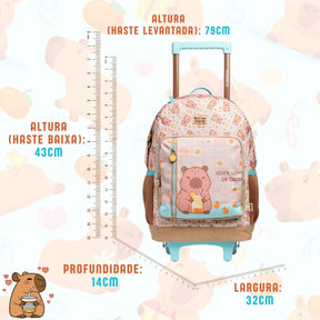 Kit Escolar Capivara Fashion com Mochila + Lancheira + Estojo Box