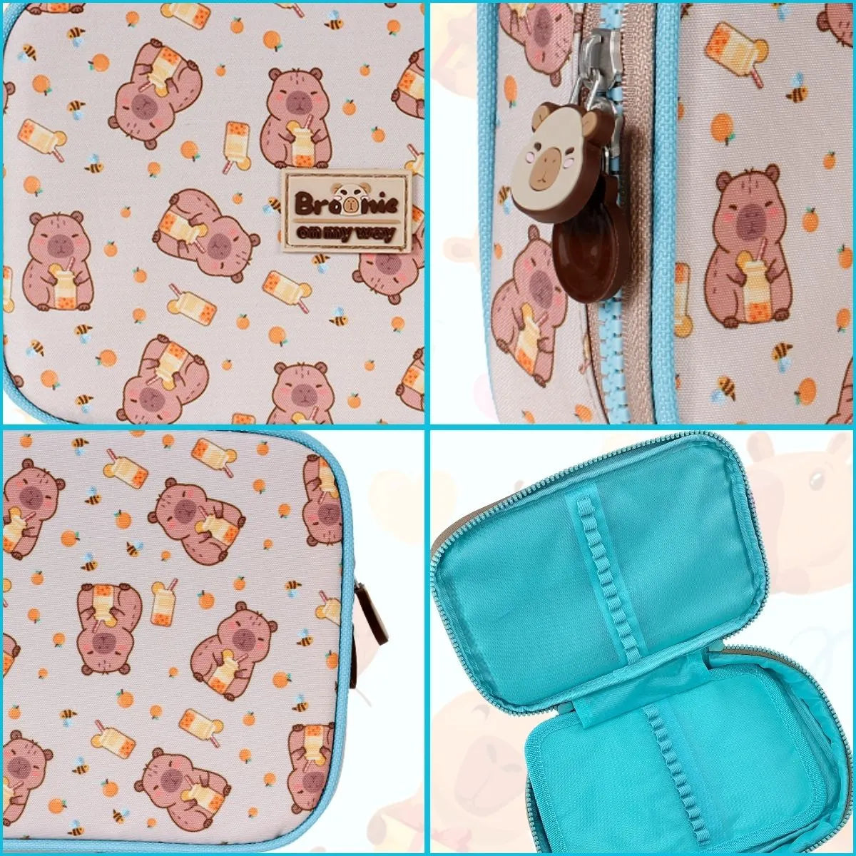 Kit Escolar Capivara Fashion com Mochila + Lancheira + Estojo Box