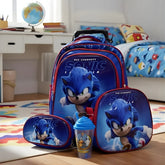 Kit Mochila Infantil Sonic com Rodinhas + Brinde