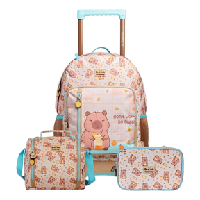 Kit Escolar Capivara Fashion com Mochila + Lancheira + Estojo Box
