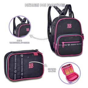 Kit Escolar Rb Rebecca Bonbon 2026 com Mochila + Lancheira Térmica + Estojo Infantil