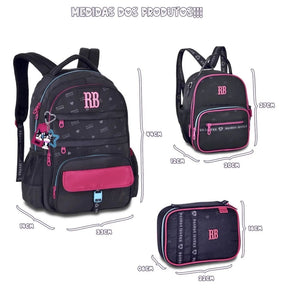 Kit Escolar Rb Rebecca Bonbon 2026 com Mochila + Lancheira Térmica + Estojo Infantil