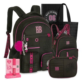 Kit Escolar Rb Rebecca Bonbon 2026 com Mochila + Lancheira Térmica + Estojo Infantil