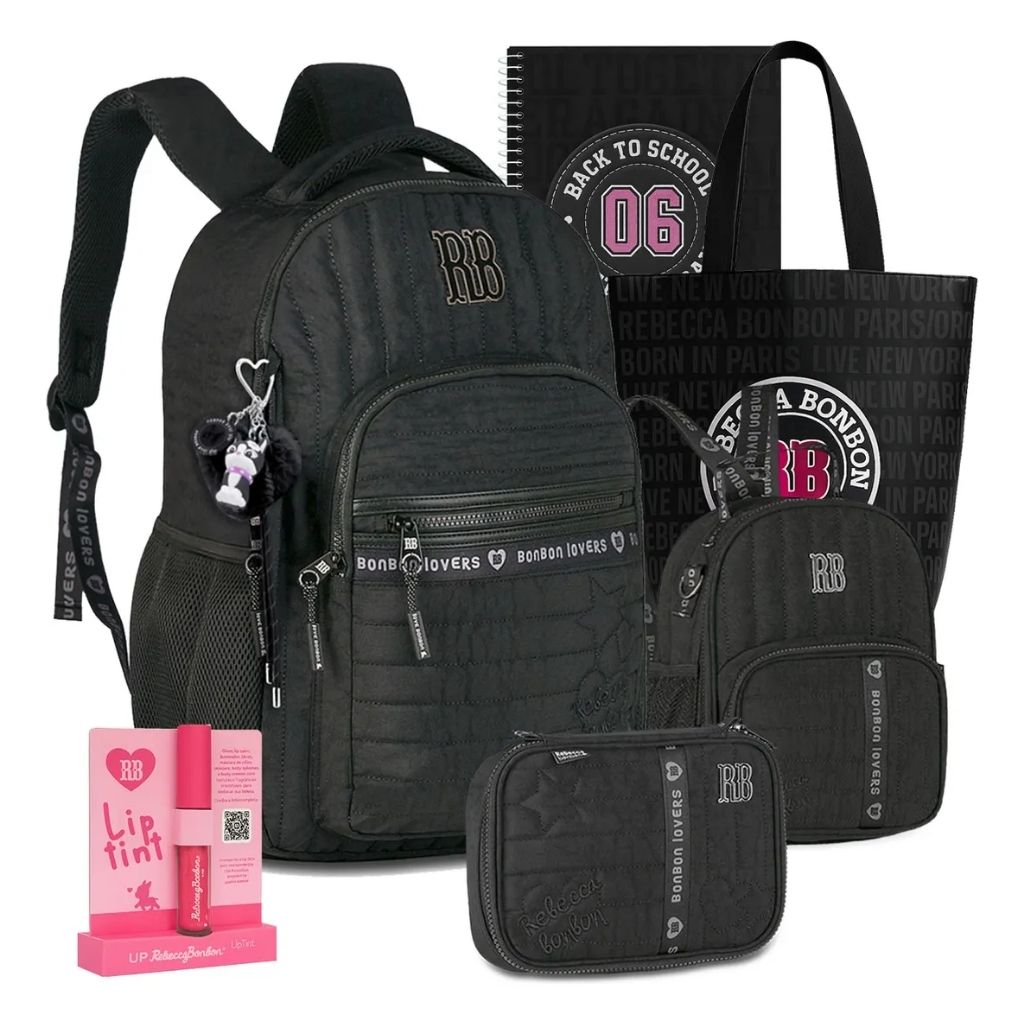 Kit Escolar Rb Rebecca Bonbon 2026 com Mochila + Lancheira Térmica + Estojo Infantil