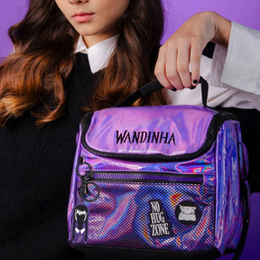 Kit Escolar Wandinha com Mochila + Lancheira Térmica + Estojo Infantil