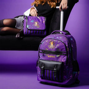 Kit Escolar Wandinha com Mochila + Lancheira Térmica + Estojo Infantil