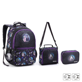 Kit Escolar Wandinha com Mochila + Lancheira Térmica + Estojo Infantil